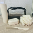 5 Peças Kit de Viagem Com Bolsa Porta Escova Pente Saboneteira e Ducha Compacto Para Viagem