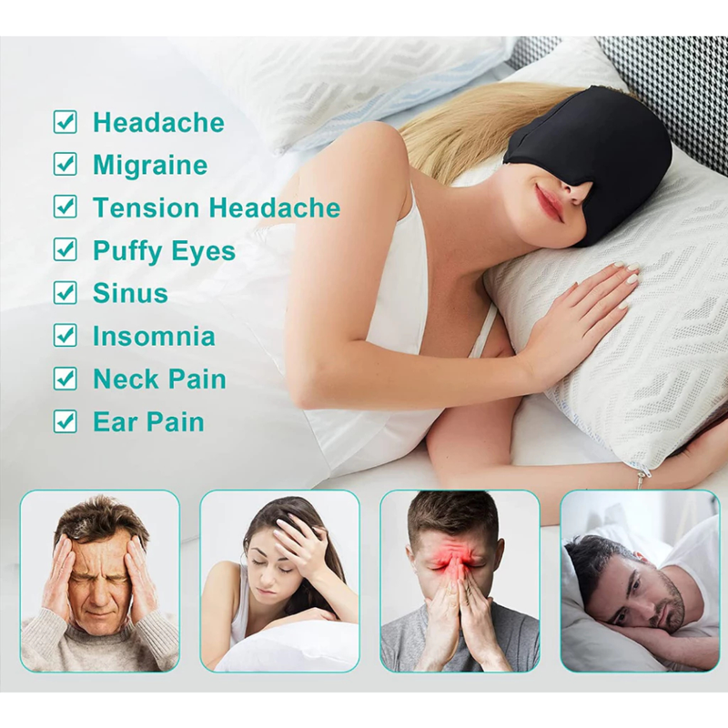 Touca De Enxaqueca Alívio Terapêutica Gel Hood Ice pack Máscara De Calor Para Os Olhos Dor De Cabeça