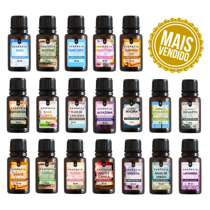 Super Kit 10 Essências Para Umidificador Aromatizador e Difusor Elétrico 15ml