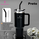 ROMANTIC CROWN Copo Térmico Inox Portátil 1200ml/600ml/1.2L Garrafa Térmica Inoxidável com Tampa e Canudo