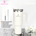 ROMANTIC CROWN Copo Térmico Inox Portátil 1200ml/600ml/1.2L Garrafa Térmica Inoxidável com Tampa e Canudo