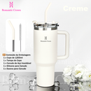 ROMANTIC CROWN Copo Térmico Inox Portátil 1200ml/600ml/1.2L Garrafa Térmica Inoxidável com Tampa e Canudo