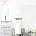 ROMANTIC CROWN Copo Térmico Inox Portátil 1200ml/600ml/1.2L Garrafa Térmica Inoxidável com Tampa e Canudo