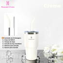 ROMANTIC CROWN Copo Térmico Inox Portátil 1200ml/600ml/1.2L Garrafa Térmica Inoxidável com Tampa e Canudo