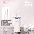 ROMANTIC CROWN Copo Térmico Inox Portátil 1200ml/600ml/1.2L Garrafa Térmica Inoxidável com Tampa e Canudo