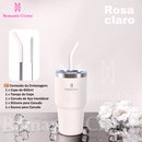 ROMANTIC CROWN Copo Térmico Inox Portátil 1200ml/600ml/1.2L Garrafa Térmica Inoxidável com Tampa e Canudo