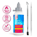 Kit Gel Removedor Cutícula Cora Caneta Hidratante Espátula e Palito Dupla Ponta Bella Inox