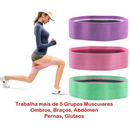 Kit 3 Faixas Elásticas de Tecido Treino Yoga Resistentes Confortáveis e Antideslizantes
