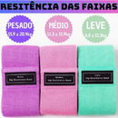 Kit 3 Faixas Elásticas de Tecido Treino Yoga Resistentes Confortáveis e Antideslizantes