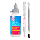 Kit Gel Removedor Cutícula Cora Caneta Hidratante Espátula e Palito Dupla Ponta Bella Inox