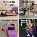 Kit 3 Faixas Elásticas de Tecido Treino Yoga Resistentes Confortáveis e Antideslizantes