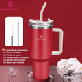ROMANTIC CROWN Copo Térmico Inox Portátil 1200ml/600ml/1.2L Garrafa Térmica Inoxidável com Tampa e Canudo