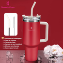 ROMANTIC CROWN Copo Térmico Inox Portátil 1200ml/600ml/1.2L Garrafa Térmica Inoxidável com Tampa e Canudo