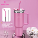 ROMANTIC CROWN Copo Térmico Inox Portátil 1200ml/600ml/1.2L Garrafa Térmica Inoxidável com Tampa e Canudo