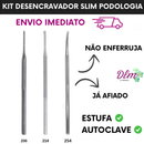 Kit Espátula Desencravador Podologia Slim - 3 Peças N206, N214 e Formão N254 Manicure Pedicure Cutelaria