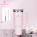 ROMANTIC CROWN Copo Térmico Inox Portátil 1200ml/600ml/1.2L Garrafa Térmica Inoxidável com Tampa e Canudo