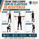 Kit 16 Itens Treino Em Casa Completo Elásticos Extensores + 5 Mini Bands Fitness Musculação Exercícios Yoga Fisioterapia