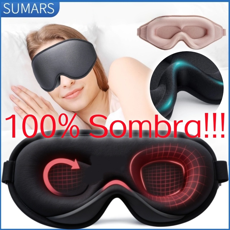Máscara 3D de Espuma para Dormir, Tapa-Olho Blackout Total, Confortável e Zero Pressão