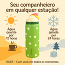 Hilee Garrafa Térmica 304 Inox Free Sip com Canudo, Tampa Dupla, Anti Vazamento, Portátil