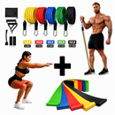 Kit 16 Itens Treino Em Casa Completo Elásticos Extensores + 5 Mini Bands Fitness Musculação Exercícios Yoga Fisioterapia