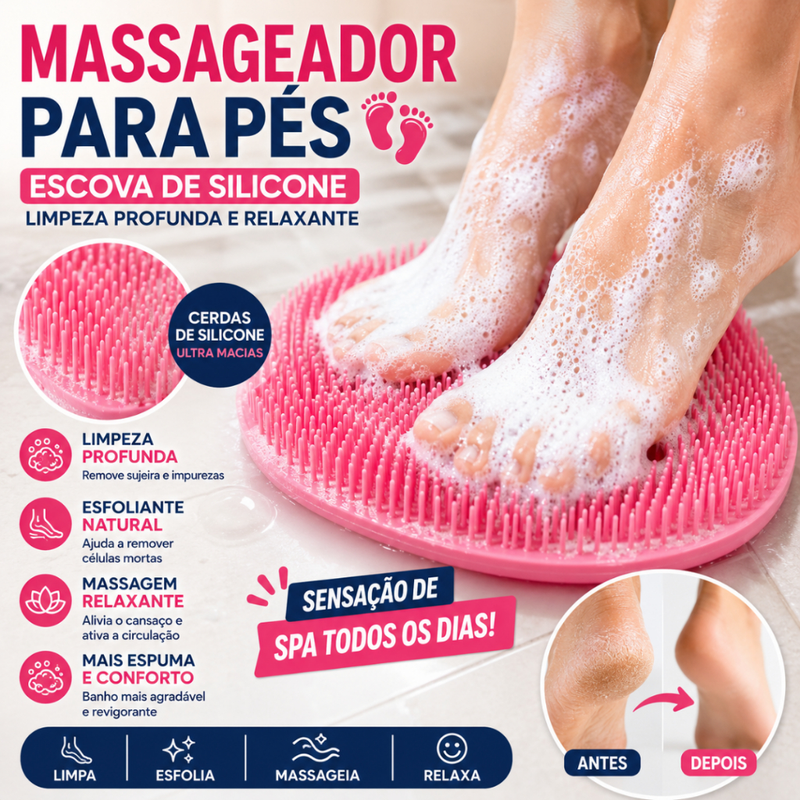 apete Massageador e Esfoliante para os Pés com Ventosas Antiderrapante para Banho