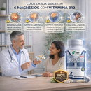 6 Magnésios + B12 500mg 120 Cápsulas | Alta Absorção | Energia, Sono e Sistema Nervoso | Original