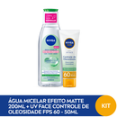 NIVEA KIT Água Micelar Solução de Limpeza 7 em 1 Efeito Matte 200ml + NIVEA Sun UV Face Controle de Oleosidade FPS 60 50