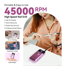 Lixadeira Elétrica Para Unhas 45000RPM Profissional Portátil Recarregável Nail Drill Kit Completo Gel Acrílico + Brocas