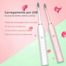 Kit 2 Escova de Dente Elétrica | IPX7 À Prova dÁgua + 6 Modos | Recarregável Portátil para Casa,rosa