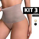 Kit 3 ou 2 Cinta Modeladora Feminina Zero Barriga Alta Compressão Reduz Medidas Pós Parto Barata