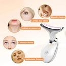 Massageador de Fototerapia LED para Pescoço e Rosto – Antirrugas, Firmador e Recuperação da Pele Radiante
